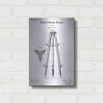 Luxe Metal Art 'Camera Tripod Blueprint Patent White' Metal Wall Art,12x16