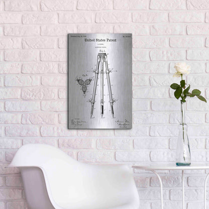 Luxe Metal Art 'Camera Tripod Blueprint Patent White' Metal Wall Art,16x24