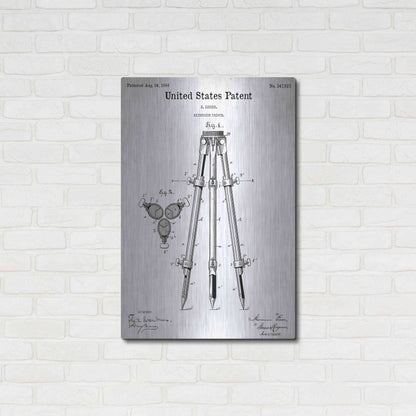 Luxe Metal Art 'Camera Tripod Blueprint Patent White' Metal Wall Art,24x36