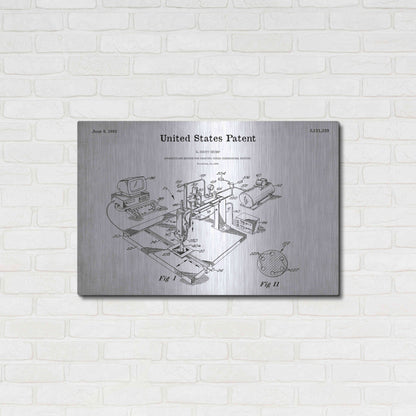 Luxe Metal Art '3D Printer Blueprint Patent White' Metal Wall Art,36x24