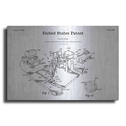 Luxe Metal Art '3D Printer Blueprint Patent White' Metal Wall Art