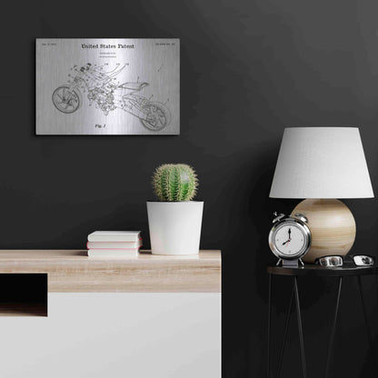 Luxe Metal Art 'Motocycle Blueprint Patent White' Metal Wall Art,24x16