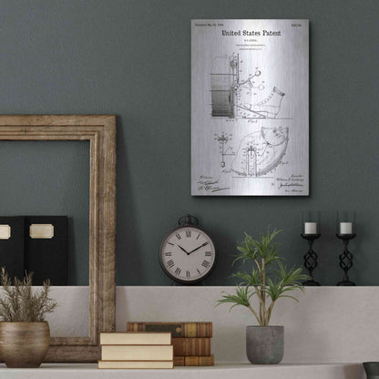 Luxe Metal Art 'Drum and Cymbal Blueprint Patent White' Metal Wall Art,12x16