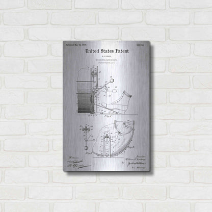 Luxe Metal Art 'Drum and Cymbal Blueprint Patent White' Metal Wall Art,16x24