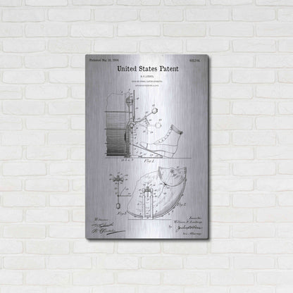 Luxe Metal Art 'Drum and Cymbal Blueprint Patent White' Metal Wall Art,24x36