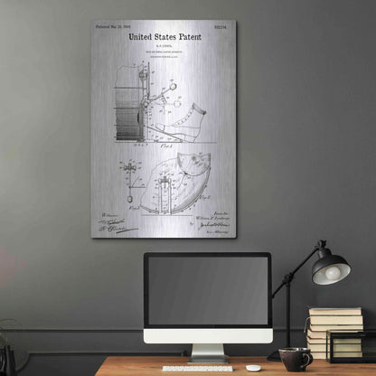 Luxe Metal Art 'Drum and Cymbal Blueprint Patent White' Metal Wall Art,24x36