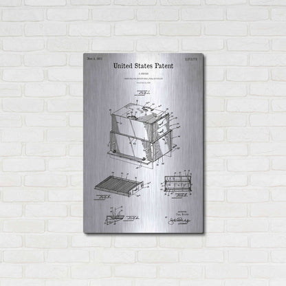 Luxe Metal Art 'Barbecue Blueprint Patent White' Metal Wall Art,24x36