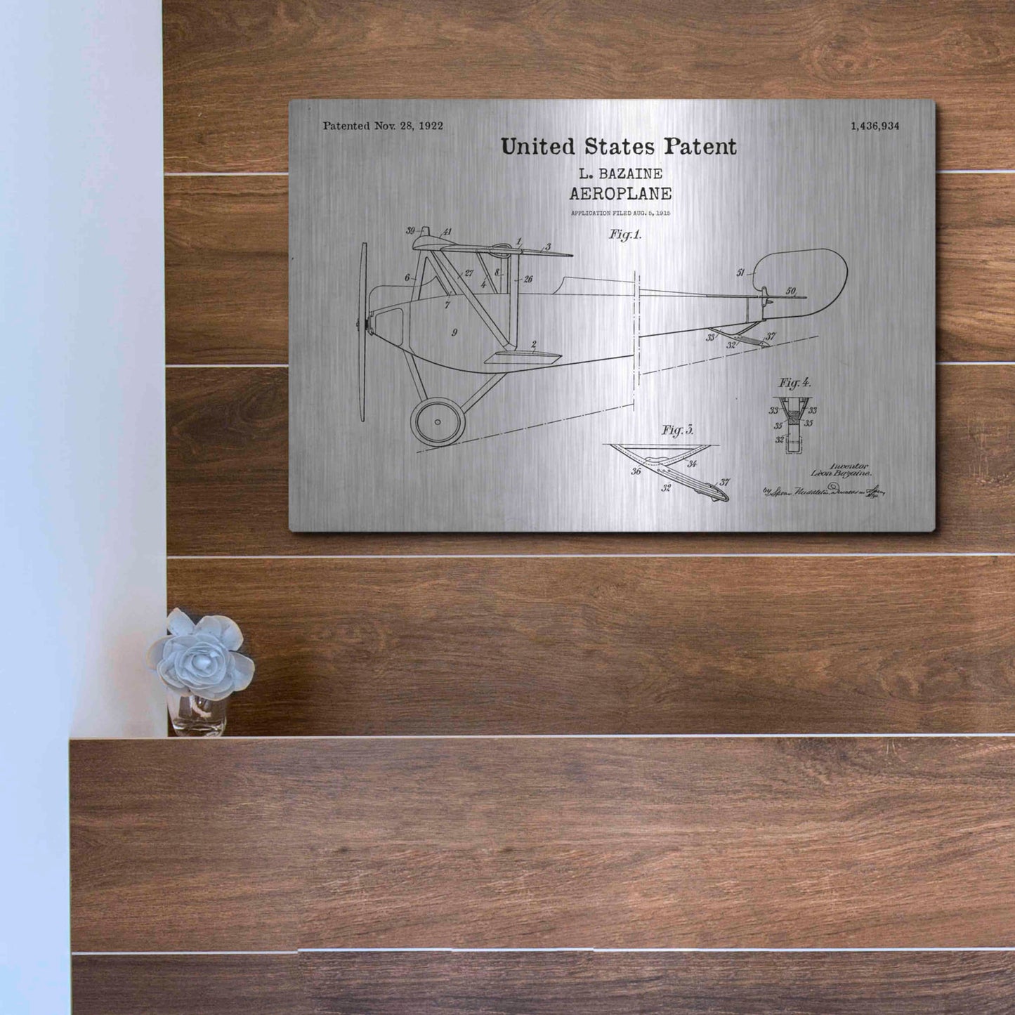 Luxe Metal Art 'Aeroplane Blueprint Patent White' Acrylic Glass Wall Art,16x12