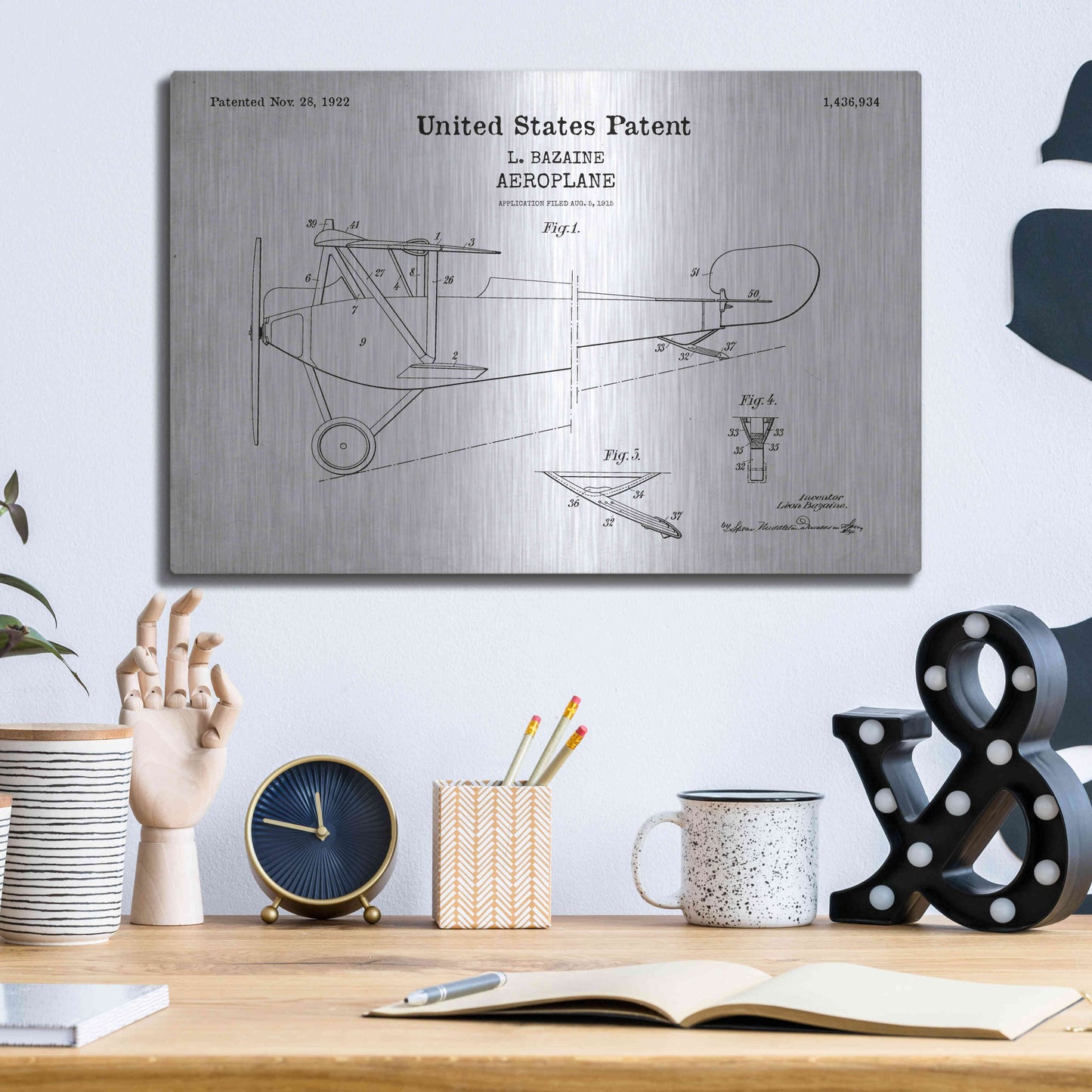 Luxe Metal Art 'Aeroplane Blueprint Patent White' Acrylic Glass Wall Art,16x12