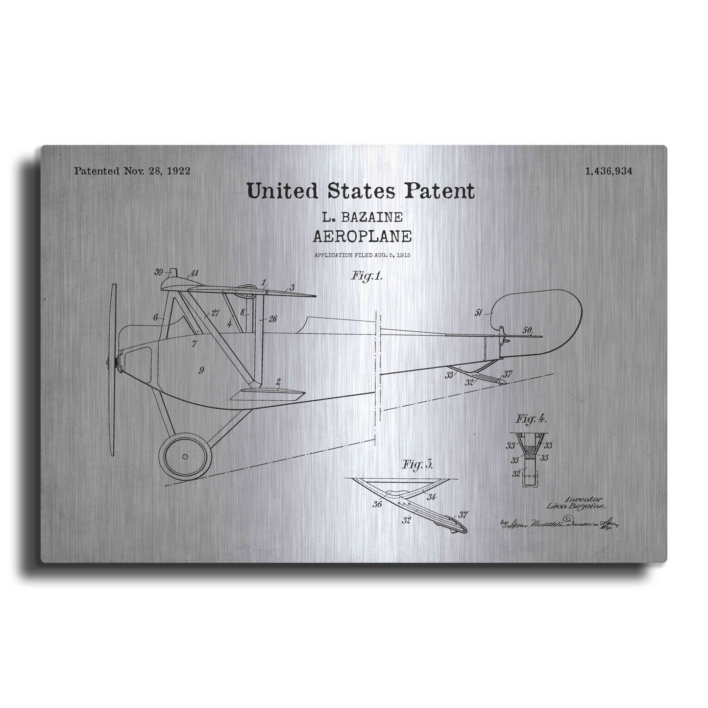 Luxe Metal Art 'Aeroplane Blueprint Patent White' Acrylic Glass Wall Art