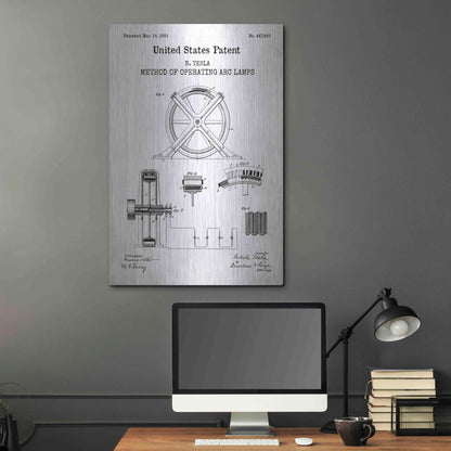 Luxe Metal Art 'Arc Lamps Blueprint Patent White' Acrylic Glass Wall Art,24x36