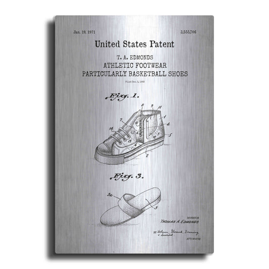 Luxe Metal Art 'Basketball Shoes Blueprint Patent White' Acrylic Glass Wall Art