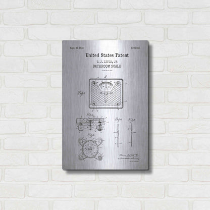 Luxe Metal Art 'Bathroom Scale Blueprint Patent White' Acrylic Glass Wall Art,16x24