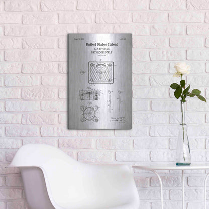 Luxe Metal Art 'Bathroom Scale Blueprint Patent White' Acrylic Glass Wall Art,16x24