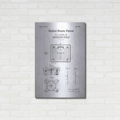 Luxe Metal Art 'Bathroom Scale Blueprint Patent White' Acrylic Glass Wall Art,24x36