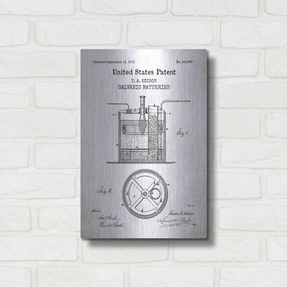 Luxe Metal Art 'Battery Blueprint Patent White' Acrylic Glass Wall Art,12x16