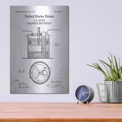 Luxe Metal Art 'Battery Blueprint Patent White' Acrylic Glass Wall Art,12x16