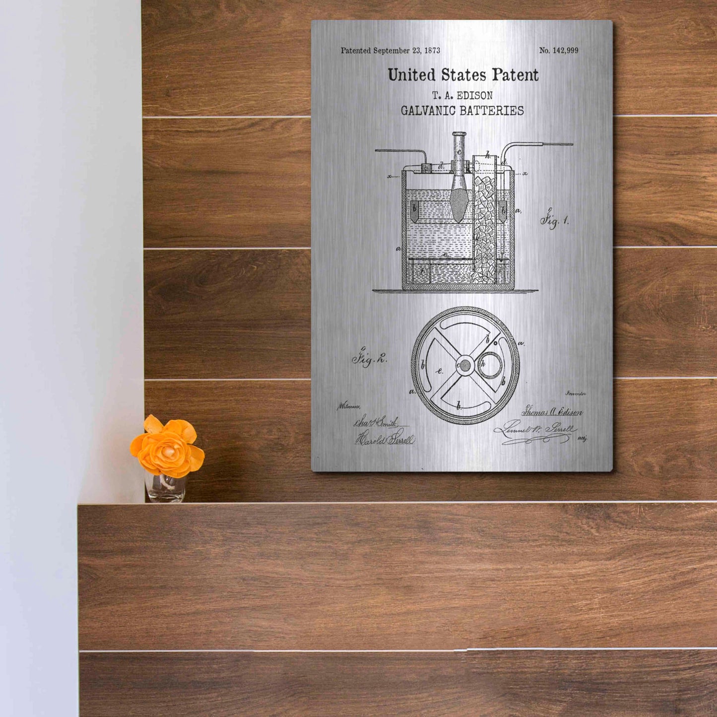 Luxe Metal Art 'Battery Blueprint Patent White' Acrylic Glass Wall Art,12x16