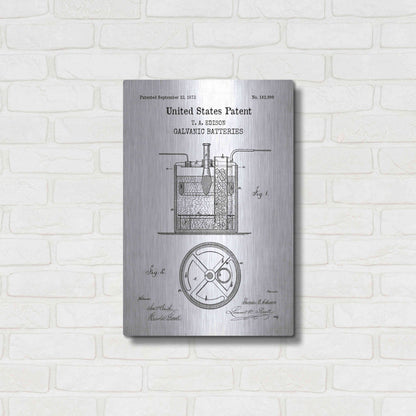 Luxe Metal Art 'Battery Blueprint Patent White' Acrylic Glass Wall Art,16x24