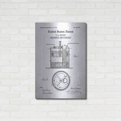 Luxe Metal Art 'Battery Blueprint Patent White' Acrylic Glass Wall Art,24x36