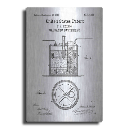 Luxe Metal Art 'Battery Blueprint Patent White' Acrylic Glass Wall Art