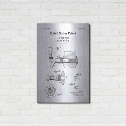 Luxe Metal Art 'Beer Faucet Blueprint Patent White' Acrylic Glass Wall Art,24x36