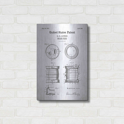 Luxe Metal Art 'Beer Keg Blueprint Patent White' Acrylic Glass Wall Art,16x24