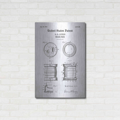 Luxe Metal Art 'Beer Keg Blueprint Patent White' Acrylic Glass Wall Art,24x36