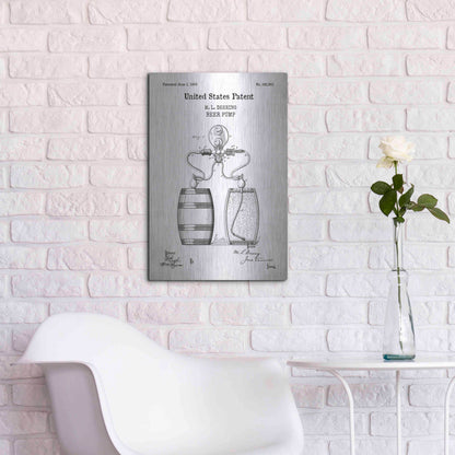 Luxe Metal Art 'Beer Pump Blueprint Patent White' Acrylic Glass Wall Art,16x24