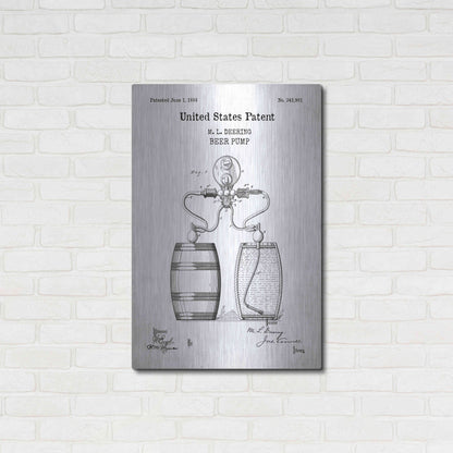 Luxe Metal Art 'Beer Pump Blueprint Patent White' Acrylic Glass Wall Art,24x36