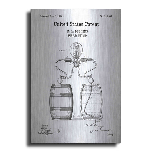 Luxe Metal Art 'Beer Pump Blueprint Patent White' Acrylic Glass Wall Art