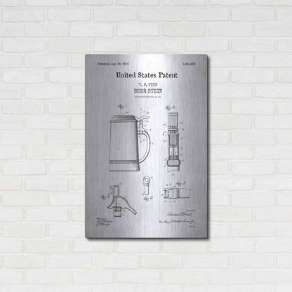 Luxe Metal Art 'Beer Stein Blueprint Patent White' Acrylic Glass Wall Art,24x36