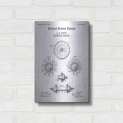 Luxe Metal Art 'Bicycle Wheel Blueprint Patent White' Acrylic Glass Wall Art,12x16