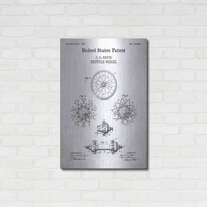 Luxe Metal Art 'Bicycle Wheel Blueprint Patent White' Acrylic Glass Wall Art,24x36