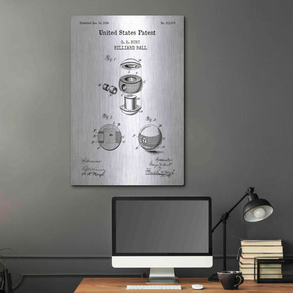 Luxe Metal Art 'Billiard Ball Blueprint Patent White' Acrylic Glass Wall Art,24x36