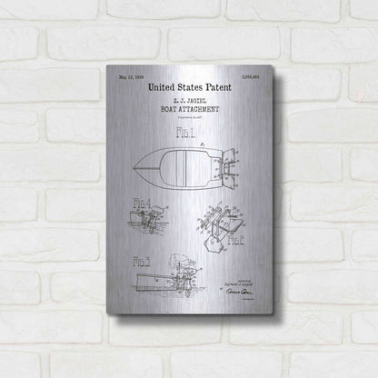 Luxe Metal Art 'Boat Attachment Blueprint Patent White' Acrylic Glass Wall Art,12x16