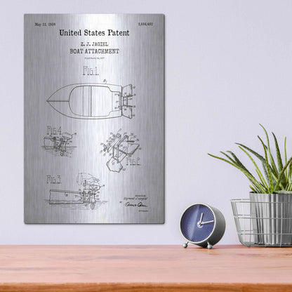 Luxe Metal Art 'Boat Attachment Blueprint Patent White' Acrylic Glass Wall Art,12x16