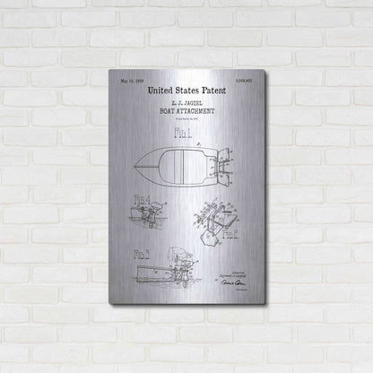 Luxe Metal Art 'Boat Attachment Blueprint Patent White' Acrylic Glass Wall Art,24x36