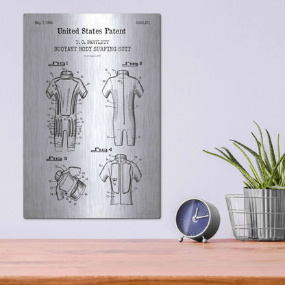 Luxe Metal Art 'Body Surfing Suit Blueprint Patent White' Acrylic Glass Wall Art,12x16