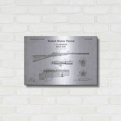 Luxe Metal Art 'Bolt Gun Blueprint Patent White' Acrylic Glass Wall Art,24x16