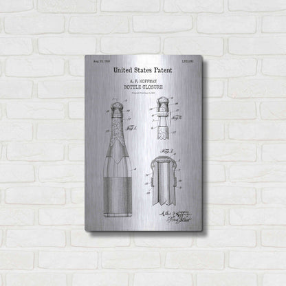 Luxe Metal Art 'Bottle Closure Blueprint Patent White' Acrylic Glass Wall Art,16x24