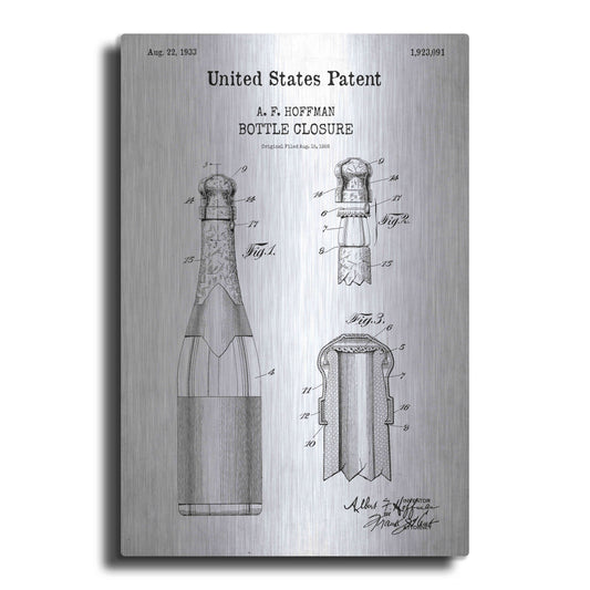 Luxe Metal Art 'Bottle Closure Blueprint Patent White' Acrylic Glass Wall Art