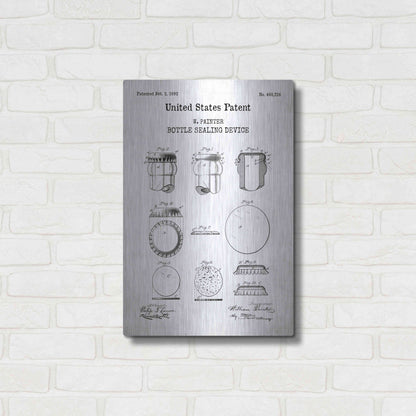 Luxe Metal Art 'Bottle Sealing Blueprint Patent White' Acrylic Glass Wall Art,16x24