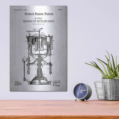 Luxe Metal Art 'Bottling Beer Machine Blueprint Patent White' Acrylic Glass Wall Art,12x16