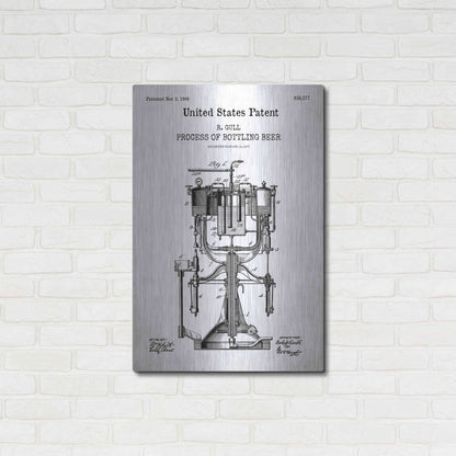 Luxe Metal Art 'Bottling Beer Machine Blueprint Patent White' Acrylic Glass Wall Art,24x36