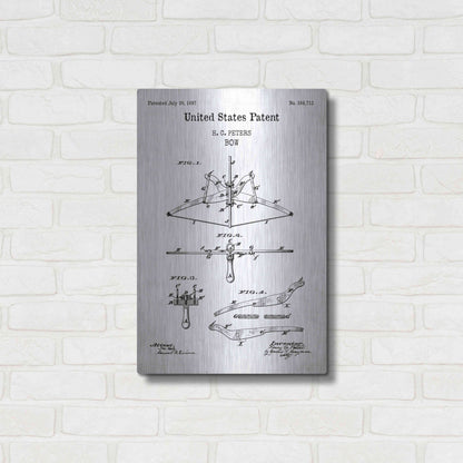 Luxe Metal Art 'Bow Blueprint Patent White' Acrylic Glass Wall Art,16x24