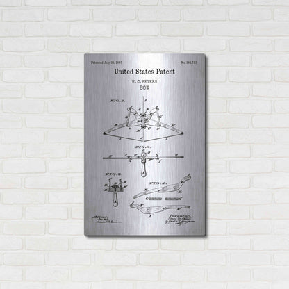 Luxe Metal Art 'Bow Blueprint Patent White' Acrylic Glass Wall Art,24x36