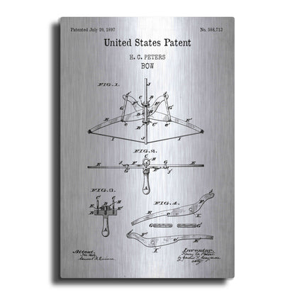 Luxe Metal Art 'Bow Blueprint Patent White' Acrylic Glass Wall Art