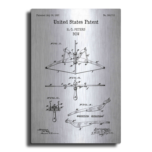 Luxe Metal Art 'Bow Blueprint Patent White' Acrylic Glass Wall Art