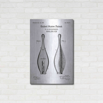 Luxe Metal Art 'Bowling Pin Blueprint Patent White' Acrylic Glass Wall Art,24x36